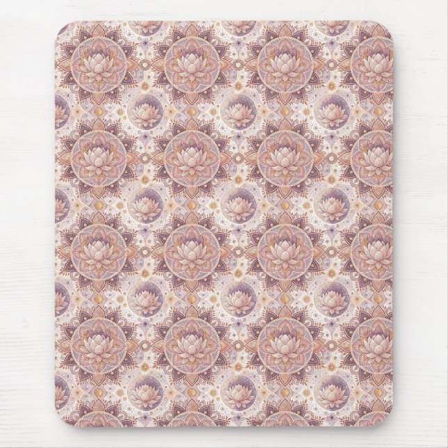 Spiritual Lotus Flower - Floral Mandala Pattern Mouse Pad (Front)