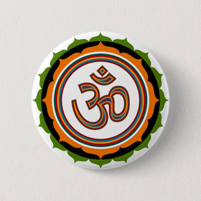 Spiritual Lotus Om Design 6 Cm Round Badge (Front)
