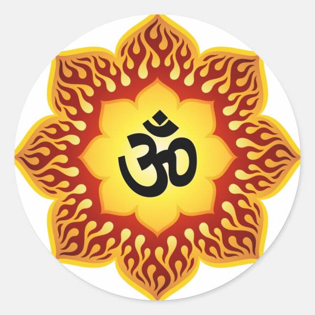 Spiritual Lotus Om Design Classic Round Sticker (Front)