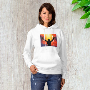 Spiritual Man Silhouette Raising Arms Hoodie