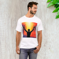 Spiritual Man Silhouette Raising Arms