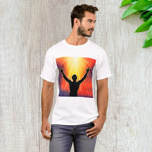 Spiritual Man Silhouette Raising Arms T-Shirt