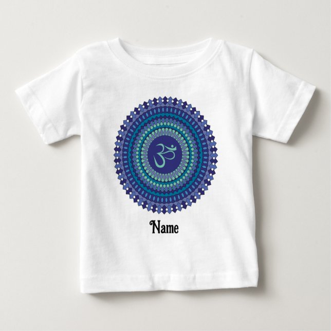 Spiritual Mandala Om Purple Aqua Blue Customised Baby T-Shirt (Front)