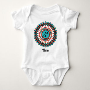 Spiritual Mandala Om Symbol Turquoise Customised Baby Bodysuit