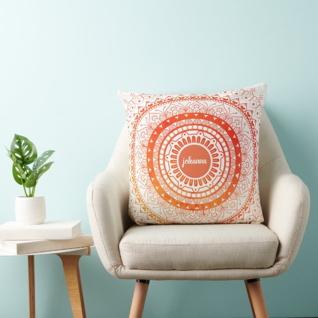 Spiritual Mandala Orange Yellow Personalised Cushion (Chair)