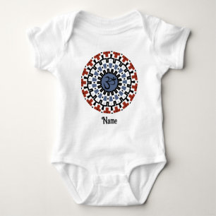Spiritual Mandala Yoga Om Blue Rust Customised Baby Bodysuit