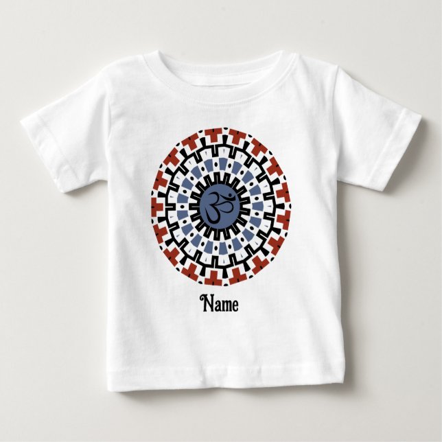 Spiritual Mandala Yoga Om Blue Rust Customised Baby T-Shirt (Front)