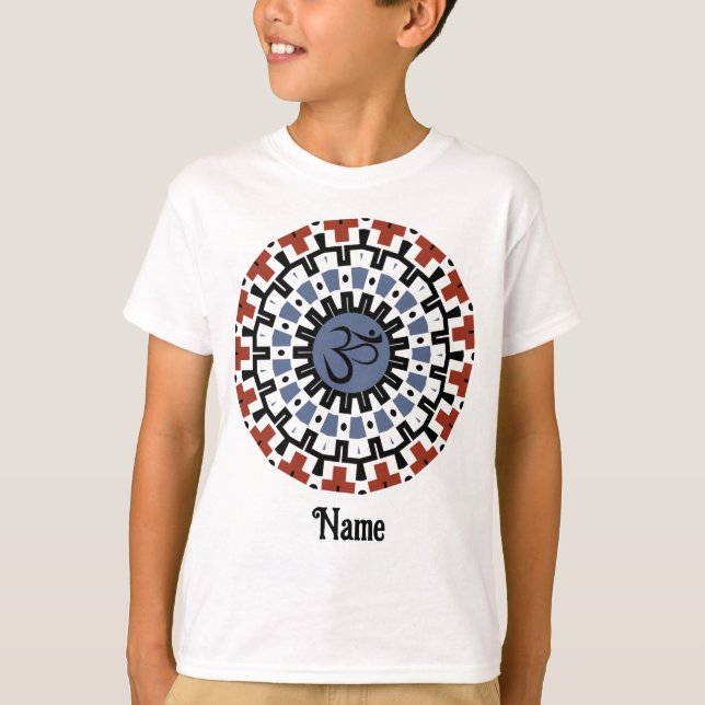Spiritual Mandala Yoga Om Blue Rust Customised T-Shirt (Front)
