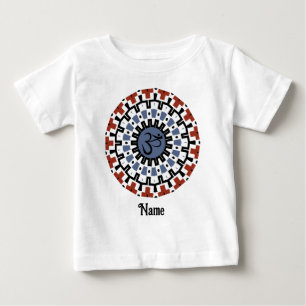 Spiritual Mandala Yoga Om Blue Rust Customized Baby T-Shirt