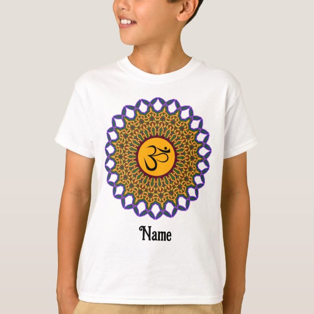 Spiritual Mandala Yoga Om Peacock Customised T-Shirt (Front)