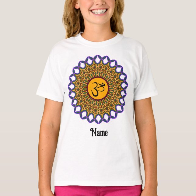 Spiritual Mandala Yoga Om Peacock Customised T-Shirt (Front)