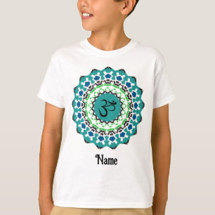 Spiritual Mandala Yoga Om Symbol Blue Customised T-Shirt