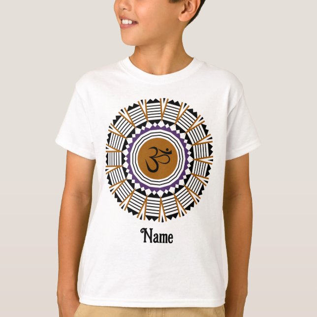 Spiritual Mandala Yoga Om Symbol Purple Customised T-Shirt (Front)