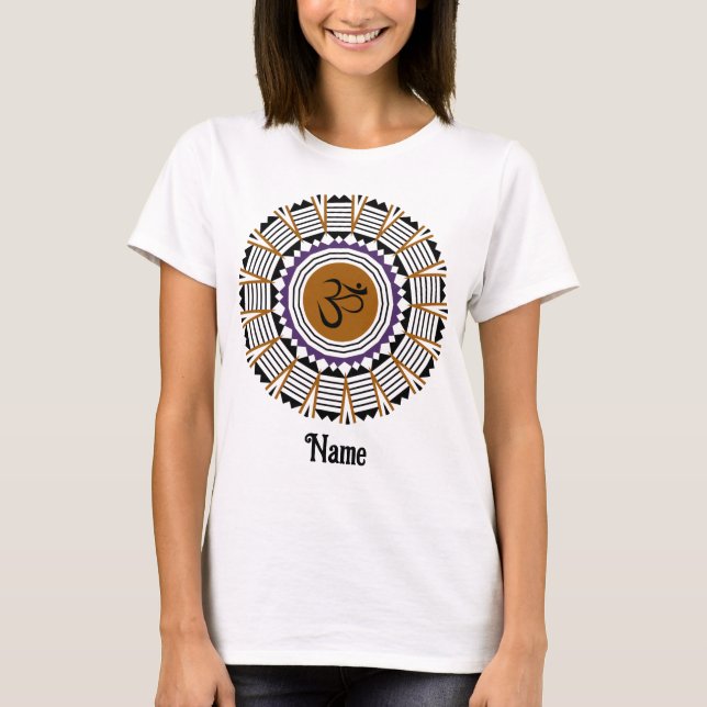 Spiritual Mandala Yoga Om Symbol Purple Customised T-Shirt (Front)