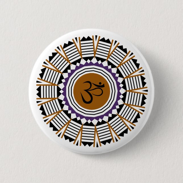 Spiritual Mandala Yoga Om Symbol Tribal Theme 6 Cm Round Badge (Front)