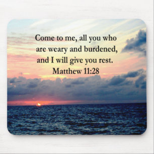 SPIRITUAL MATTHEW 11:28 SUNRISE SCRIPTURE PHOTO MOUSE PAD