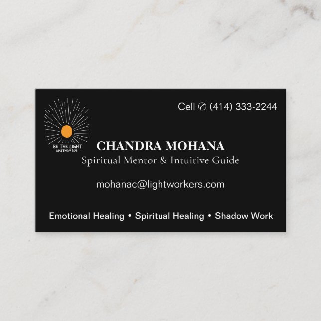 Spiritual Mentor Guide | Basic Info Business Card (Front)
