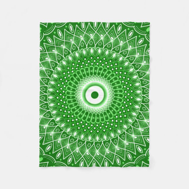 Spiritual Modern Geometric elegant green mandala  Fleece Blanket (Front)