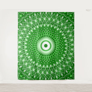 Spiritual Modern Geometric elegant green mandala Tapestry