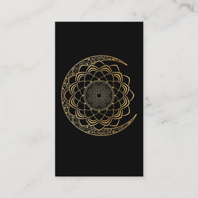 Spiritual Moon Mandala Lotus Luna Art Business Card (Front)