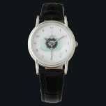 *~* Spiritual Moon Stars Lotus Sacred Geometry<br><div class="desc">*~* Soothing Sacred Symbol a Path To Nirvana Sacred Geometry Spiritual Metaphysical New Age Women's Watch. Included is a lotus the moon and stars. There is also watercolor faint turquoise background. The sacred geometry spiritual new age metaphysical symbol is drawn in black which makes for a striking contract to the...</div>