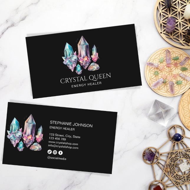 Spiritual Mystical Energy Healer Crystal Gems Business Card (Creator Uploaded)