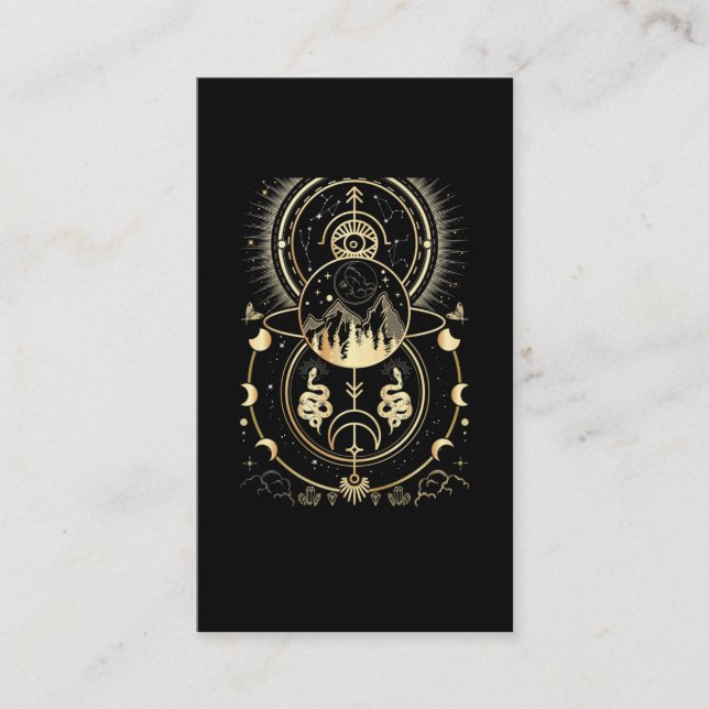 Spiritual Nature Moon Astrology Stars Snake Business Card (Front)