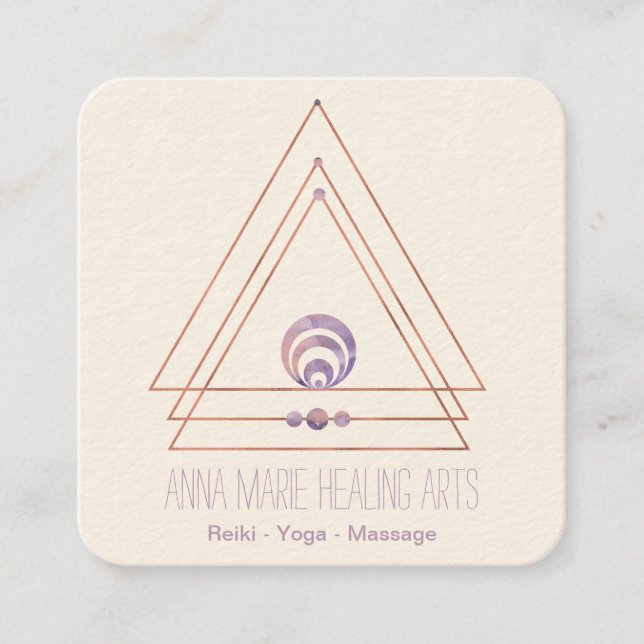 Spiritual New Age and Metaphysical | Purple Gold Square Business Card (Front)