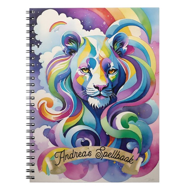 Spiritual Nexus Astral Lioness Goddess Spellbook Notebook (Front)