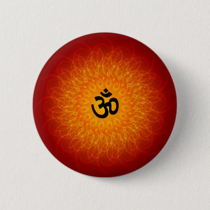 Spiritual Om On Mandala 6 Cm Round Badge