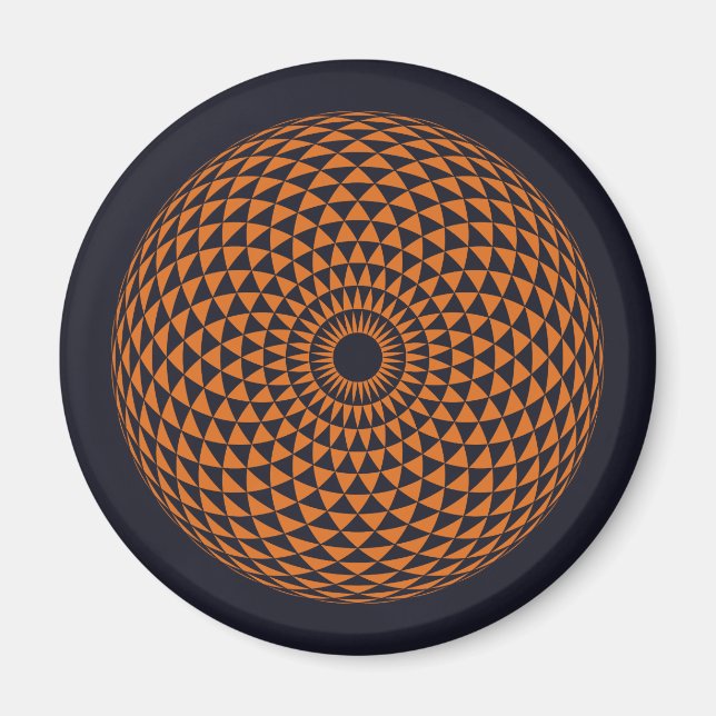 Spiritual Orange Gray Mandala Geometric Vector Art Magnet (Front)