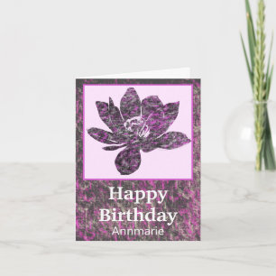 Spiritual Partly Purple Lotus Flower Birthday Card