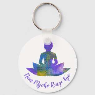 Spiritual Pastel Patchwork Halftone Lotus Yoga Nam Key Ring