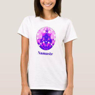 Spiritual Pink Sitting Yoga Pose Namaste T-Shirt