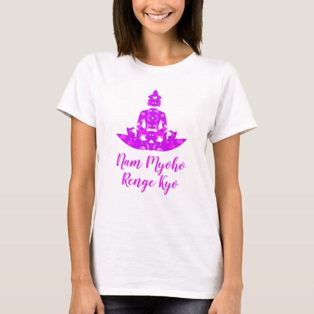 Spiritual Pink & White Symmetry Lotus Yoga T-Shirt (Front)