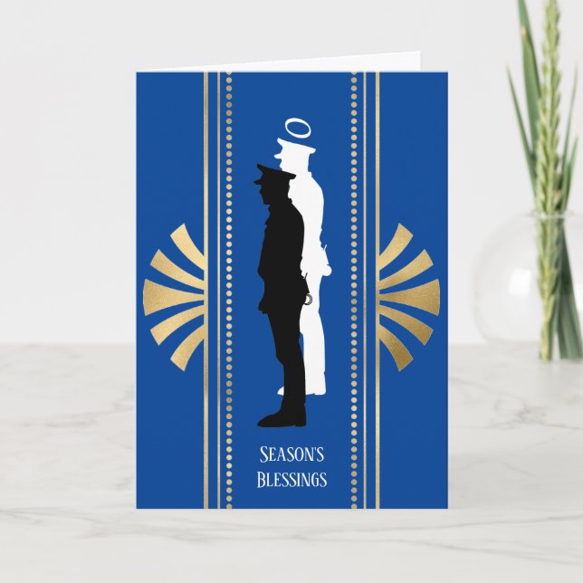 Spiritual Police Officer Christmas Greeting Card (Front)