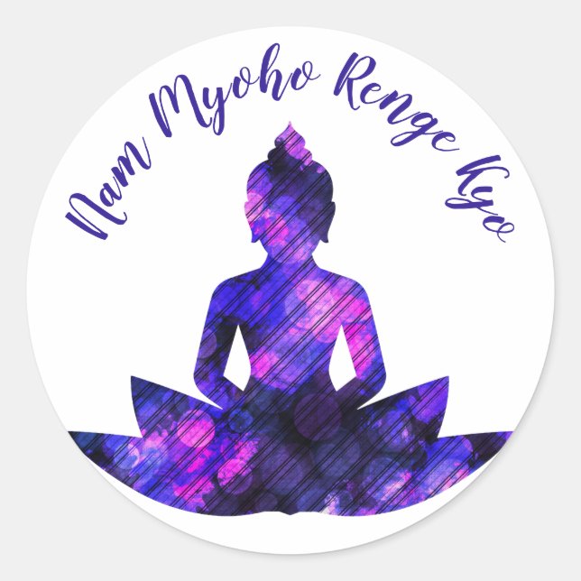 Spiritual Purple Lotus Yoga Nam Myoho Renge Kyo Classic Round Sticker (Front)
