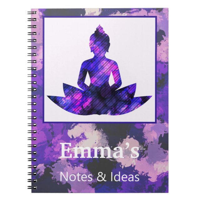 Spiritual Purple Lotus Yoga Personal Notebook (Front)
