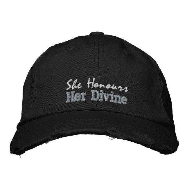 Spiritual Quote For Her Pink Rustic Black Embroidered Hat (Front)