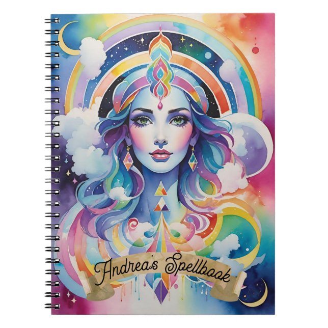 Spiritual Rainbow Astral Gateway Spellbook Notebook (Front)