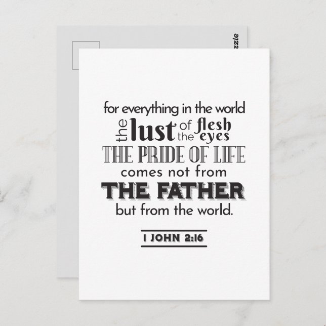 Spiritual Reflection Art - 1 John 2:16  Postcard (Front/Back)