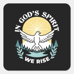 Spiritual Strength in God – Uplifting Christian Square Sticker