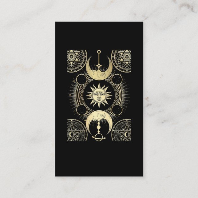 Spiritual Sun and Moon Art Astrology Signs Business Card (Front)