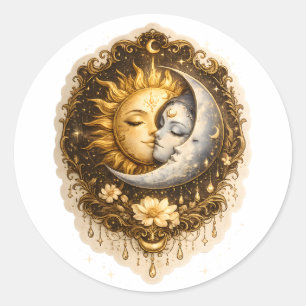 Spiritual Sun and Moon Celestial Sacred Light Classic Round Sticker