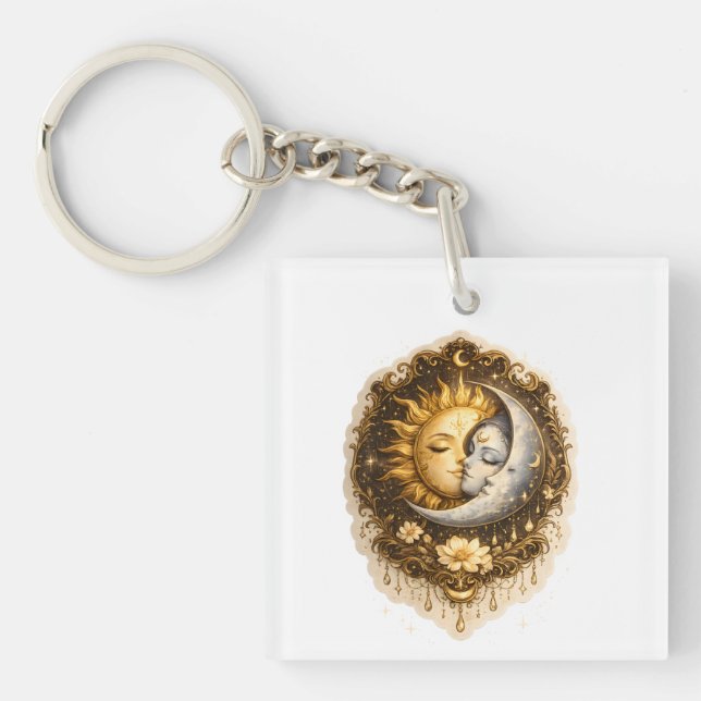 Spiritual Sun and Moon Celestial Sacred Light Key Ring (Front)
