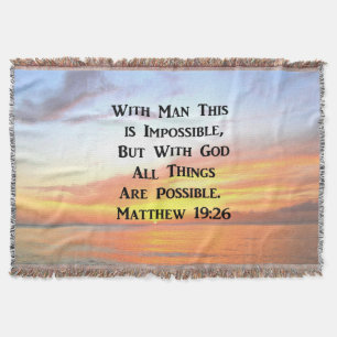 SPIRITUAL SUNRISE MATTHEW 19:26 PHOTO THROW BLANKET