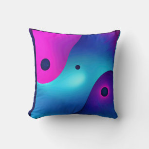 Spiritual Symmetry: Bright Abstract Yin Yang Cushion
