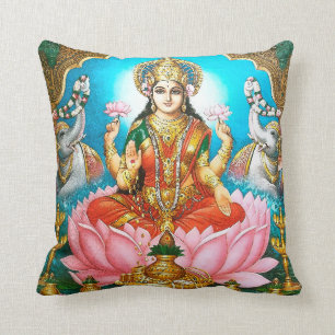 Spiritual Vintage Hindu Diety Lakshmi Cushion