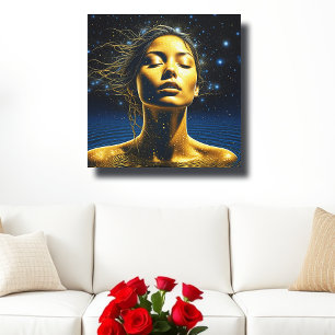 Spiritual Woman in Water under the Stars Canvas Print