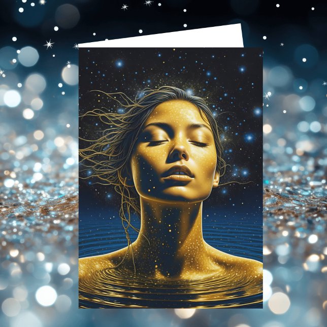 Spiritual Woman in Water under the Stars Card (Creator Uploaded)